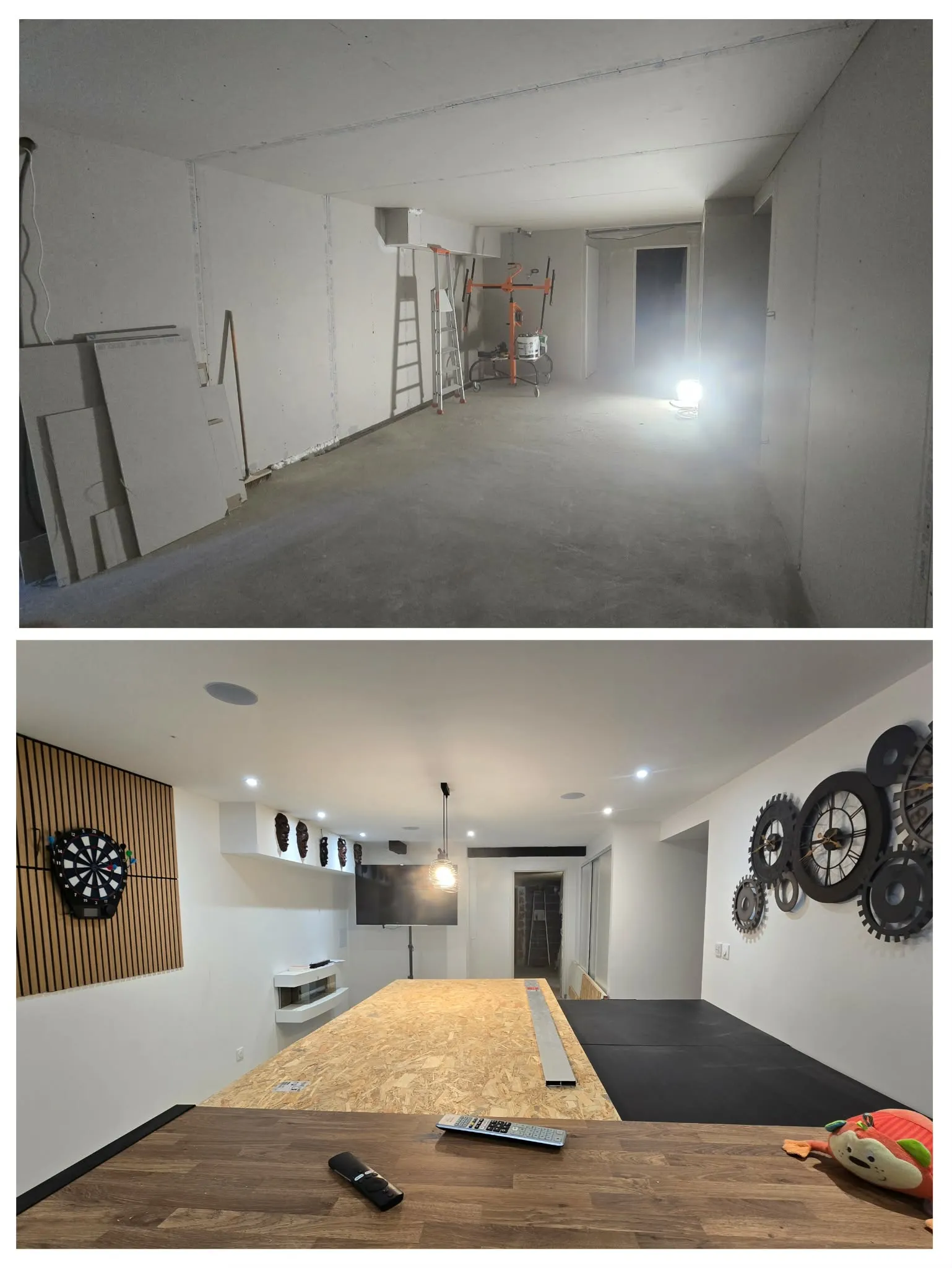 Rénovation salle sous-sol avant et après